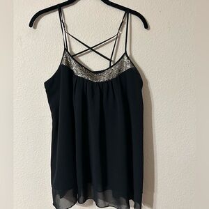 Mossimo Supply Co. Black Camisole with Silver Sequin Accents
